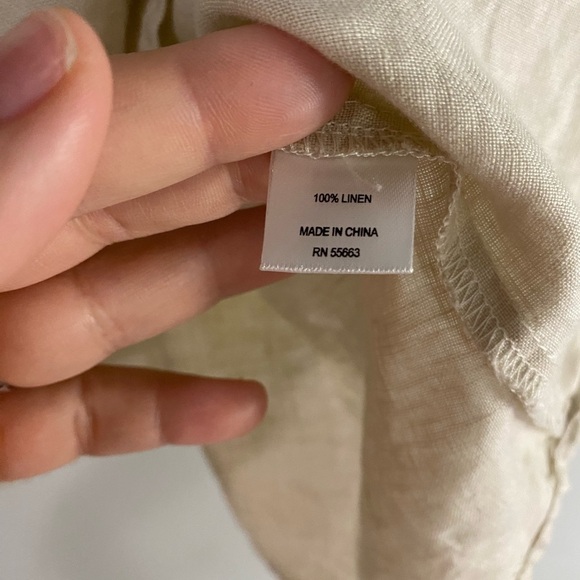 Cynthia Rawley - Tan Linen Ruffle Blouse - Picture 7 of 12